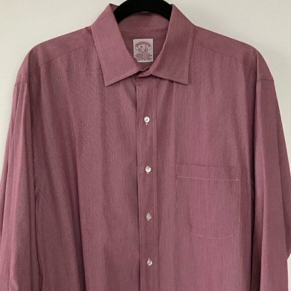 Brooks Brothers Men's Raspberry Red Fine Striped Shirt 100% cotton Sz 16 - 33 - Picture 3 of 15